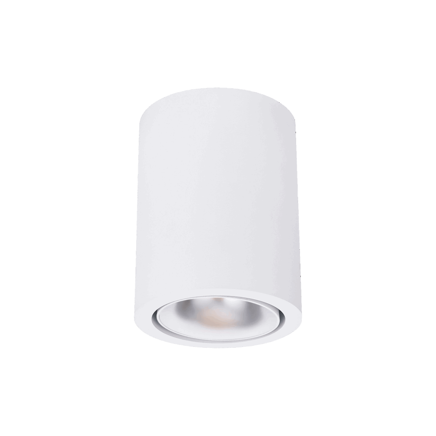 White version of the Dea Flora S with chrome reflector, a surface-mounted luminaire designed by Karizma Luce.