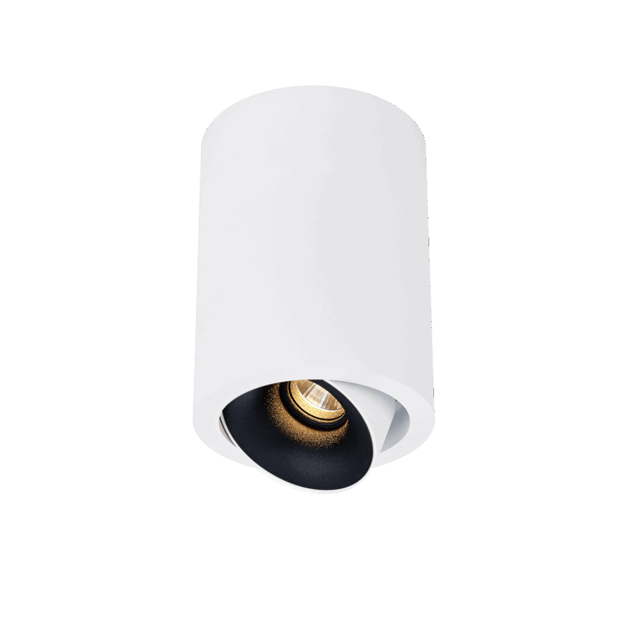 White version of the Dea Flora S with black matt reflector, a surface-mounted luminaire designed by Karizma Luce.