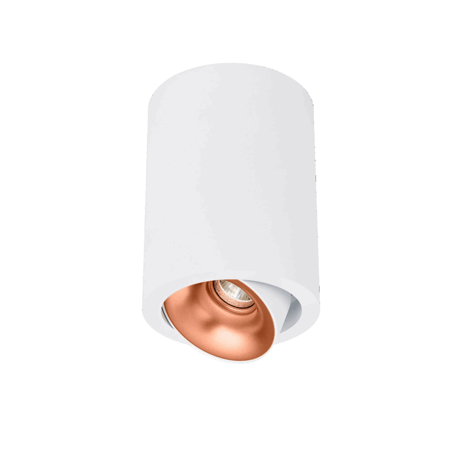 White version of the Dea Flora S with copper reflector, a surface-mounted luminaire designed by Karizma Luce.