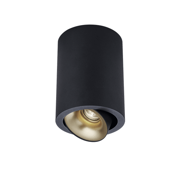 Black version of the Dea Flora S with golden reflector, a surface-mounted luminaire designed by Karizma Luce.