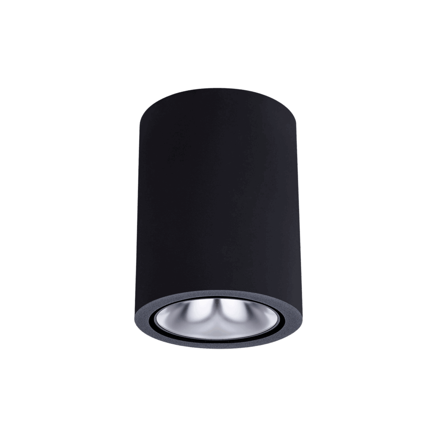 Black version of the Dea Flora S with silver reflector, a surface-mounted luminaire designed by Karizma Luce.