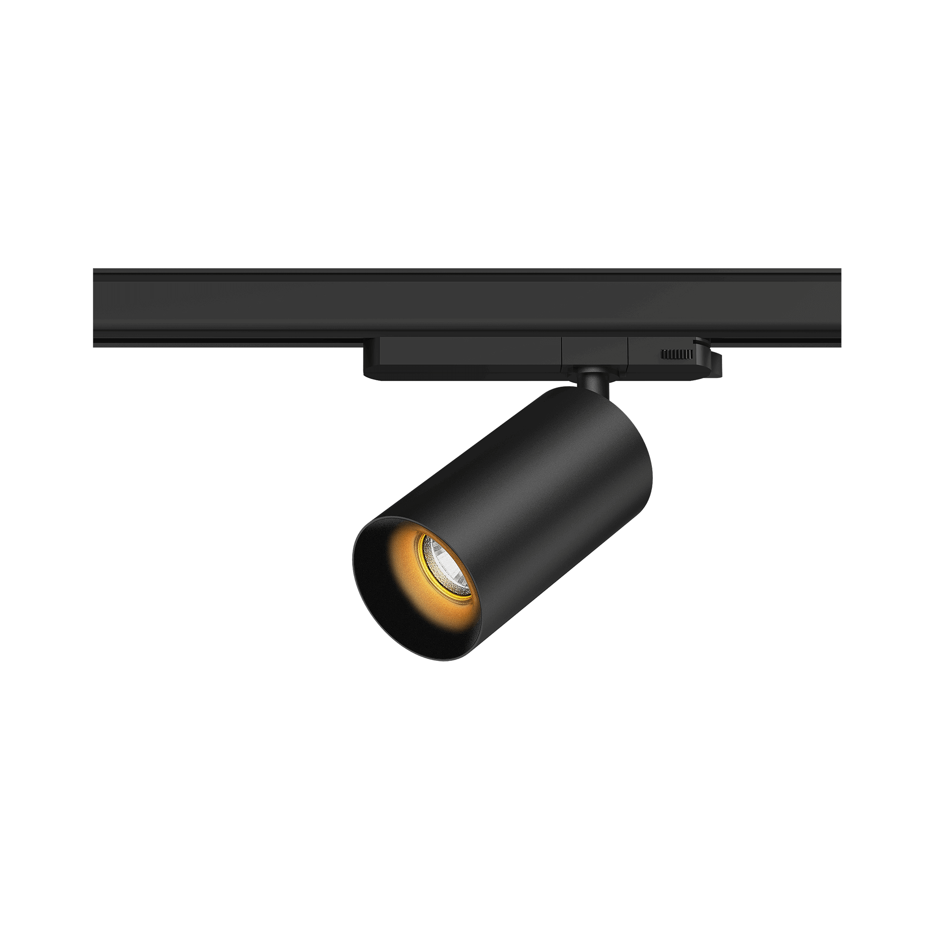 Black version of the Dea Juno M with black reflector, a track luminaire designed by Karizma Luce.