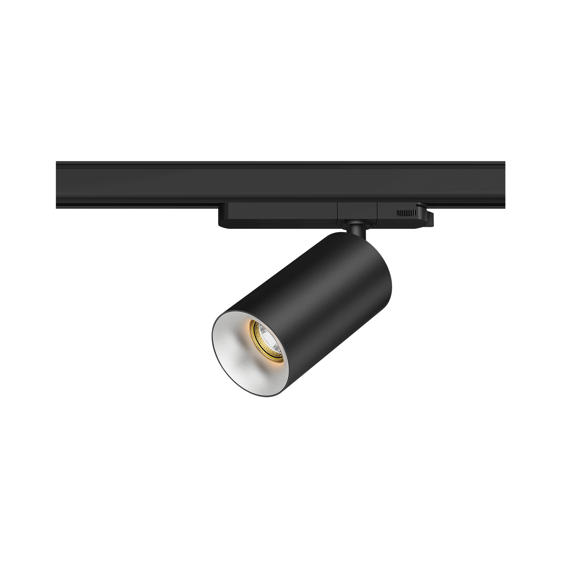 Black version of the Dea Juno M with chrome reflector, a track luminaire designed by Karizma Luce.