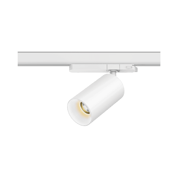 White version of the Dea Juno M with white reflector, a track luminaire designed by Karizma Luce.