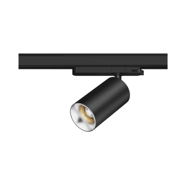 Black version of the Dea Juno M with silver reflector, a track luminaire designed by Karizma Luce.