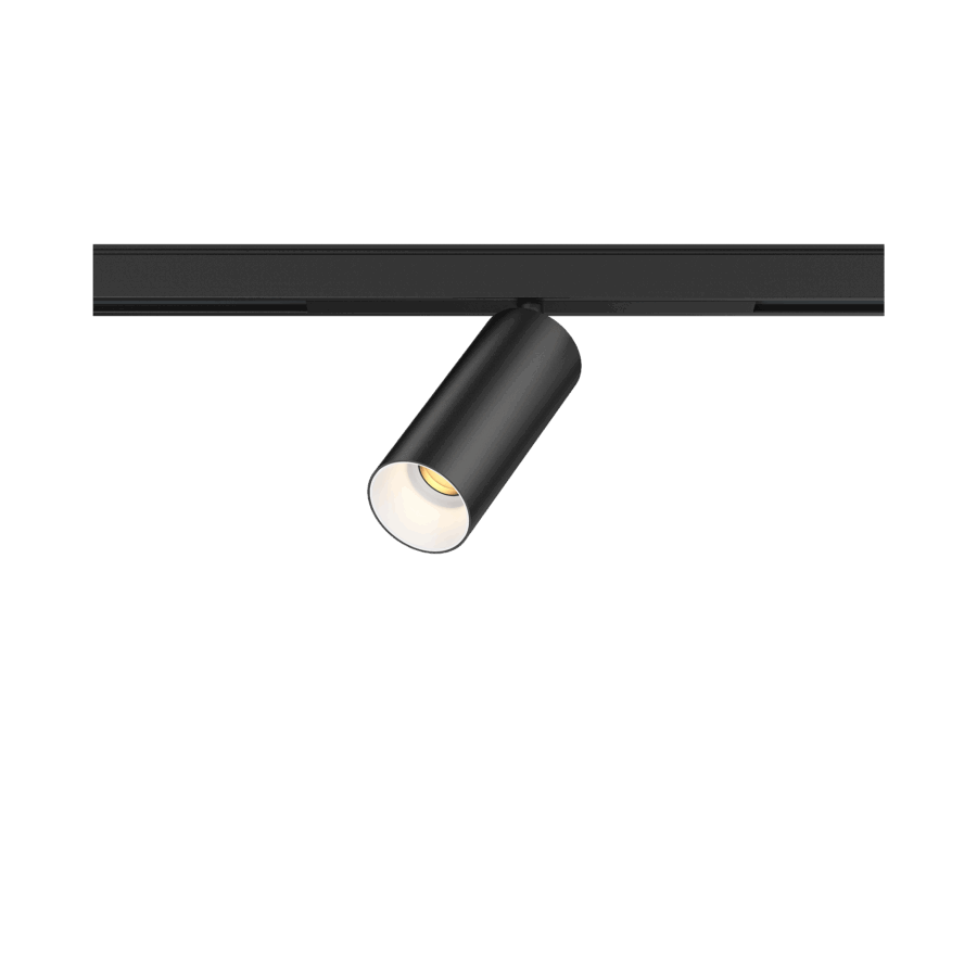 Black version of the Dea Juno-Q1 XS with white reflector, a 48V track spot designed by Karizma Luce.