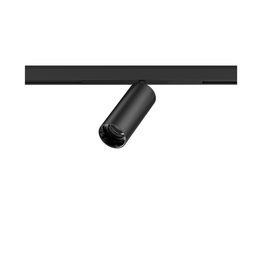 Black version of the Dea Juno-Q1 XS with black gloss reflector, a 48V track spot designed by Karizma Luce.