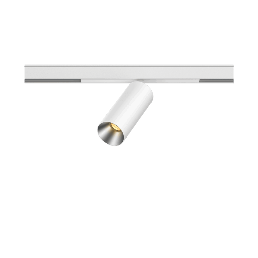 White version of the Dea Juno-Q1 XS with silver reflector, a 48V track spot designed by Karizma Luce.