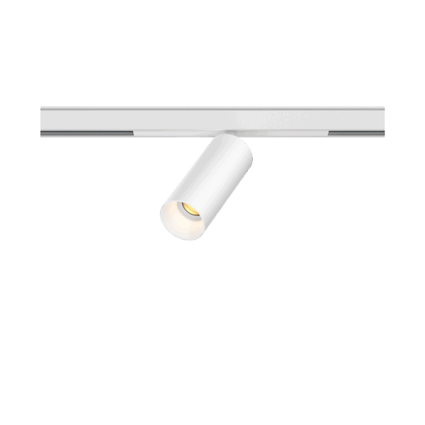 White version of the Dea Juno-Q1 XS with white reflector, a 48V track spot designed by Karizma Luce.