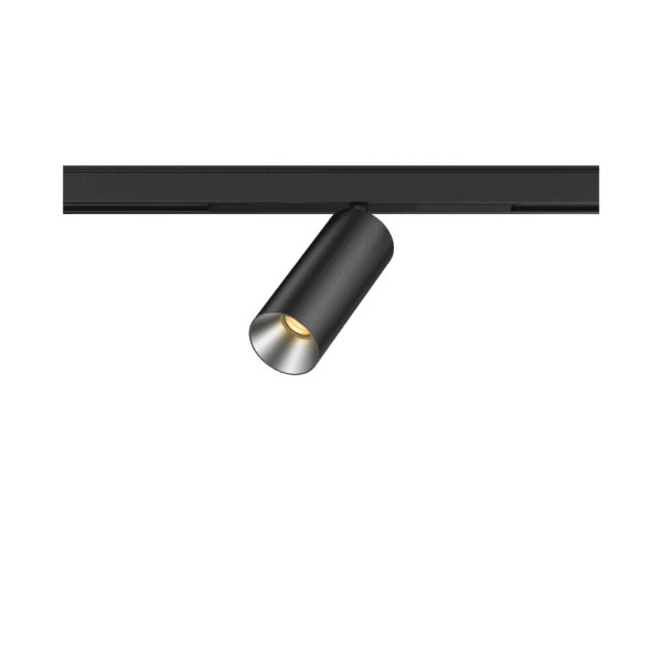 Black version of the Dea Juno-Q1 XS with silver reflector, a 48V track spot designed by Karizma Luce.