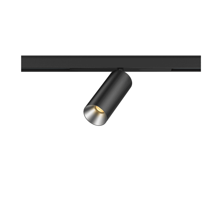 Black version of the Dea Juno-Q1 XS with silver reflector, a 48V track spot designed by Karizma Luce.