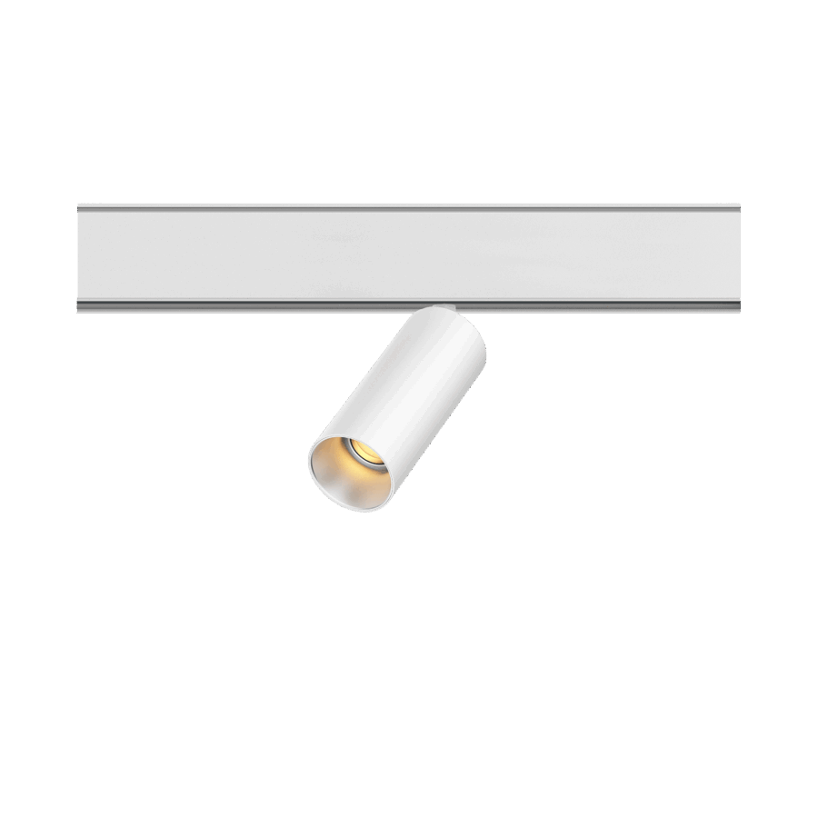 White version of the Dea Juno-Q2 XS with chrome reflector, a 48V track spot designed by Karizma Luce.