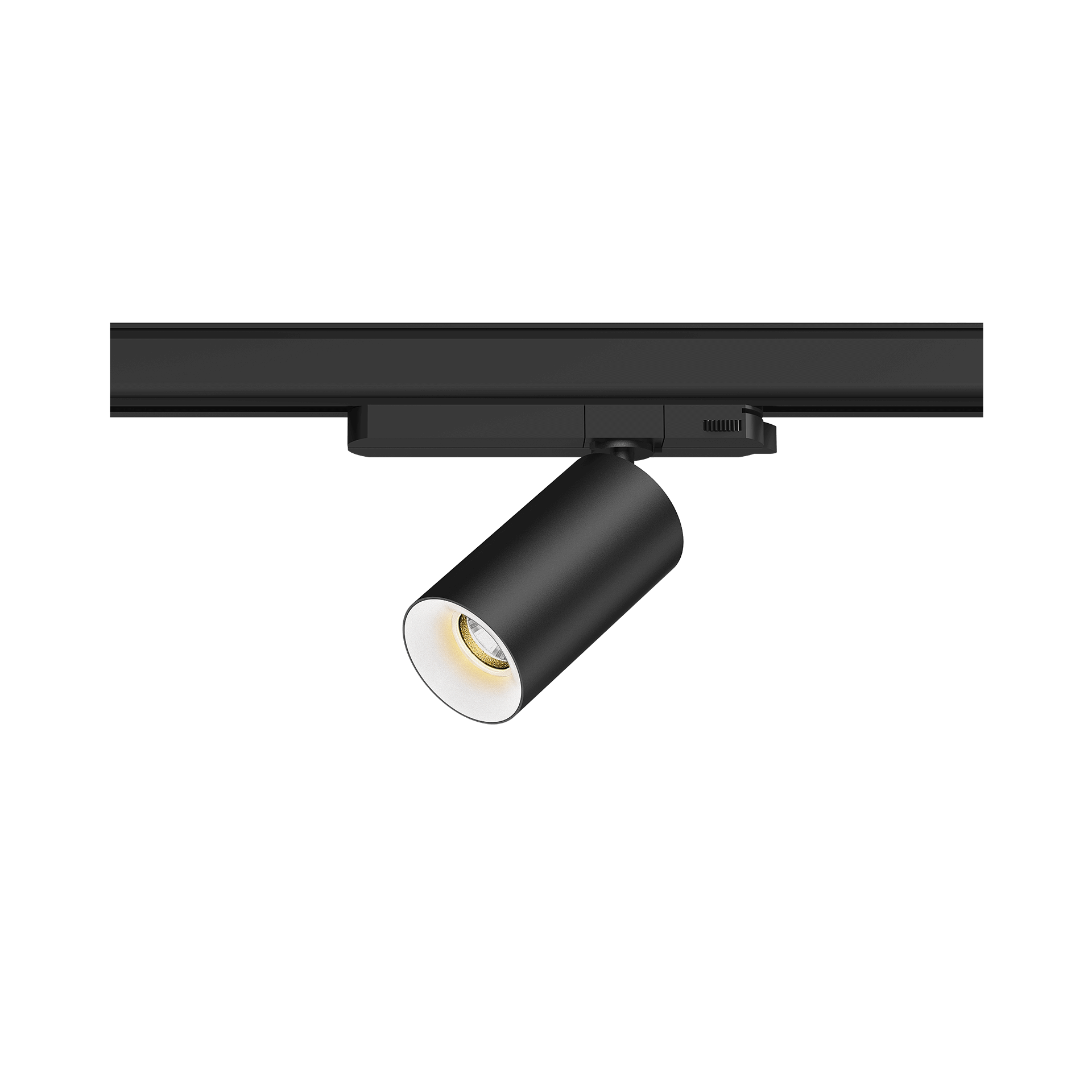 Black version of the Dea Juno S with white reflector, a track luminaire designed by Karizma Luce.
