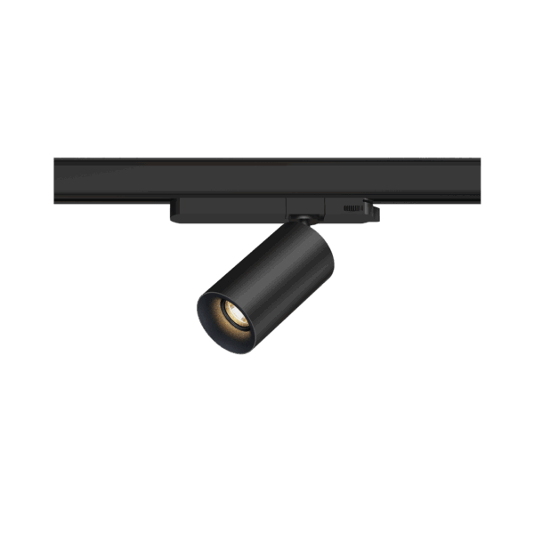 Black version of the Dea Juno S with black matt reflector, a track luminaire designed by Karizma Luce.