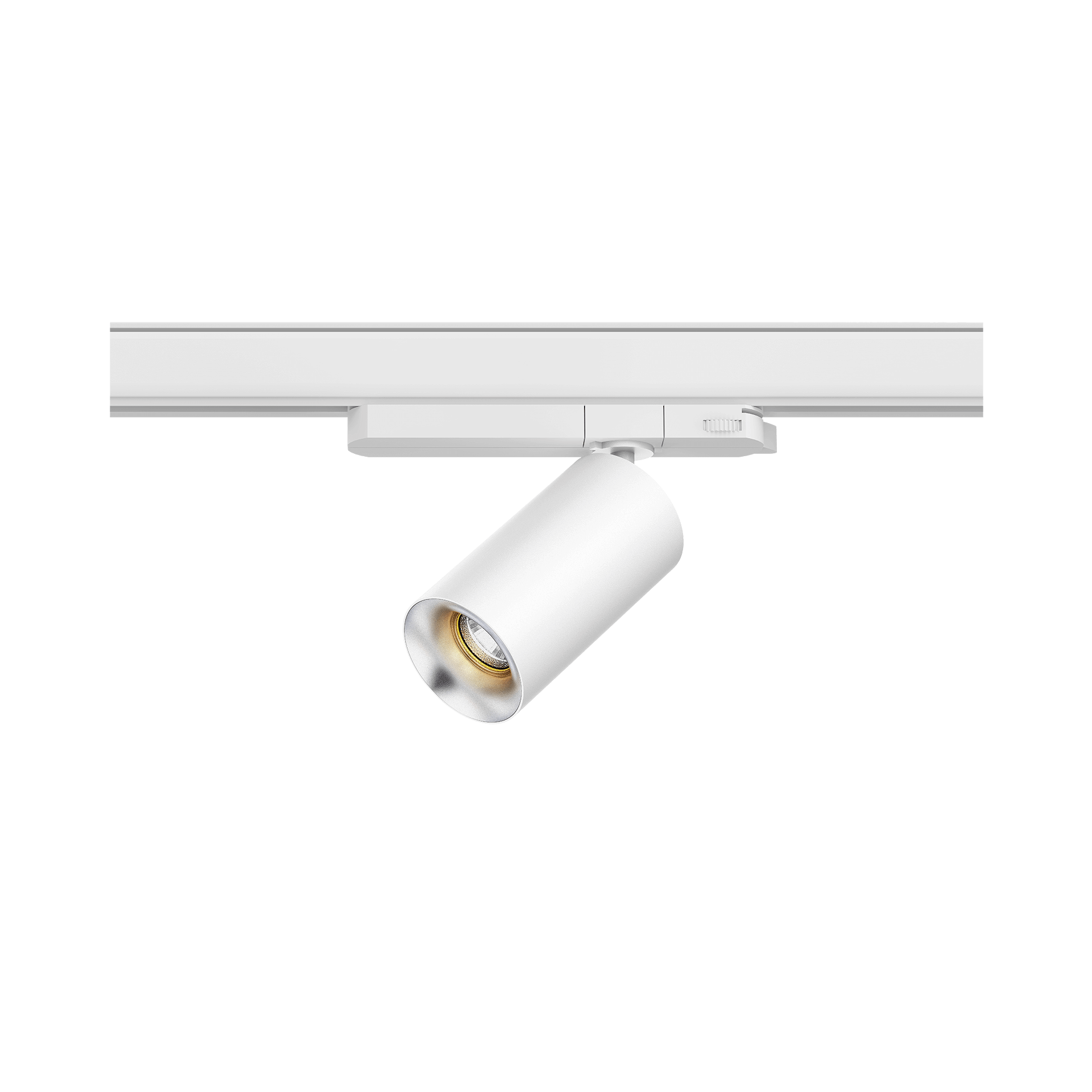 White version of the Dea Juno S with silver reflector, a track luminaire designed by Karizma Luce.
