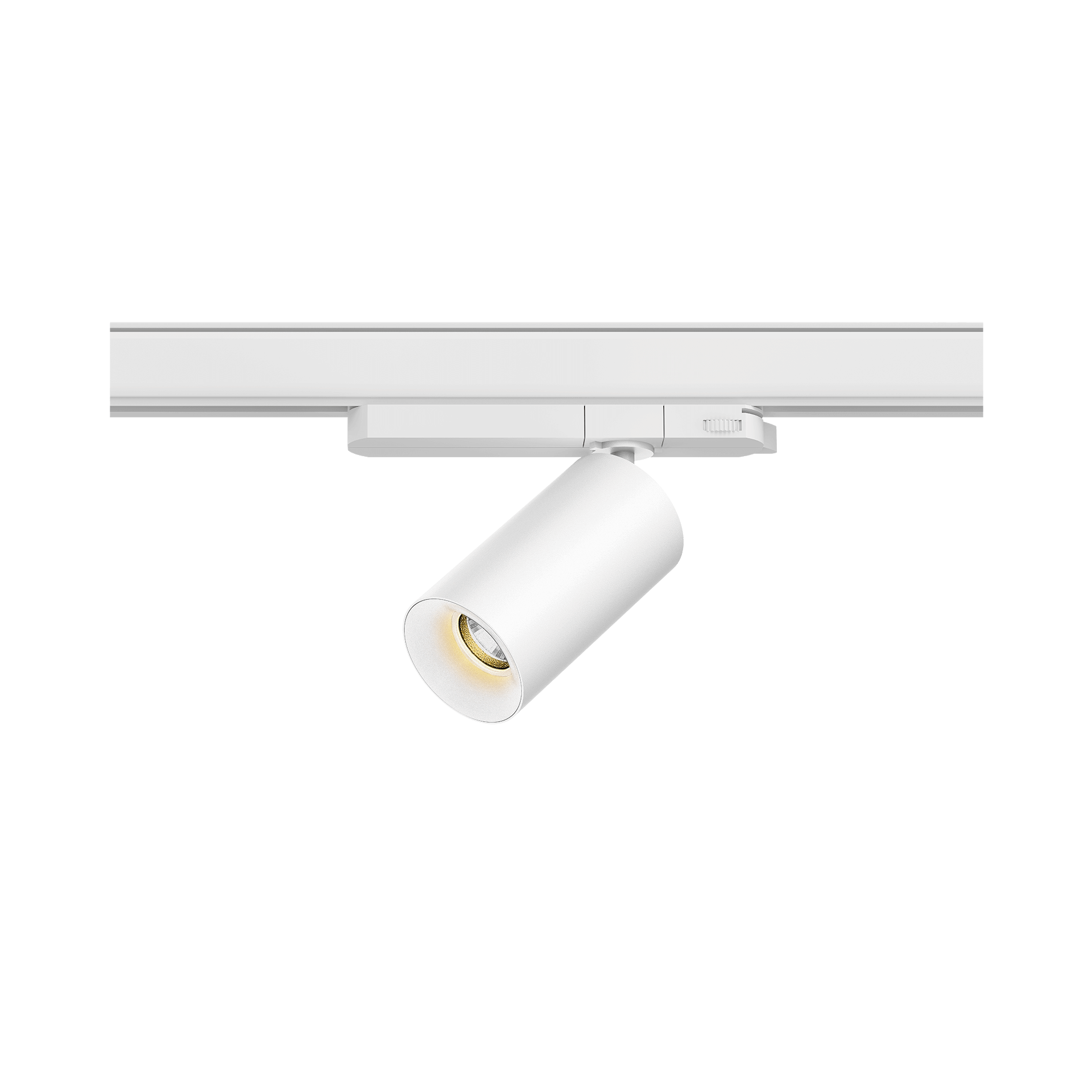 White version of the Dea Juno S with white reflector, a track luminaire designed by Karizma Luce.