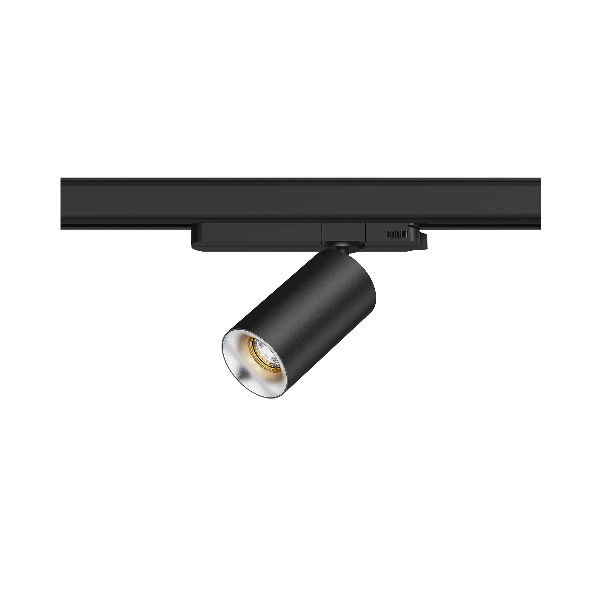 Black version of the Dea Juno S with silver reflector, a track luminaire designed by Karizma Luce.