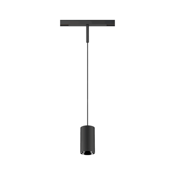 Black version of the Dea Vesta-Q S with black gloss reflector, a 48V pendant luminaire designed by Karizma Luce.
