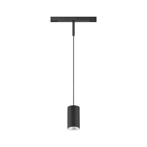 Black version of the Dea Vesta-Q S with chrome reflector, a 48V pendant luminaire designed by Karizma Luce.
