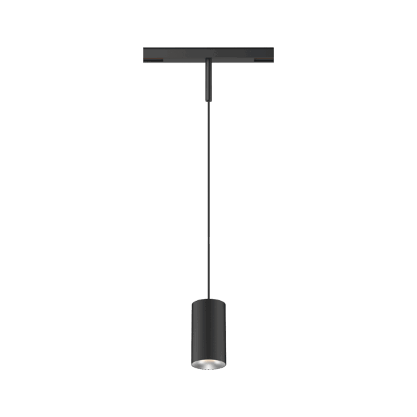 Black version of the Dea Vesta-Q S with silver reflector, a 48V pendant luminaire designed by Karizma Luce.