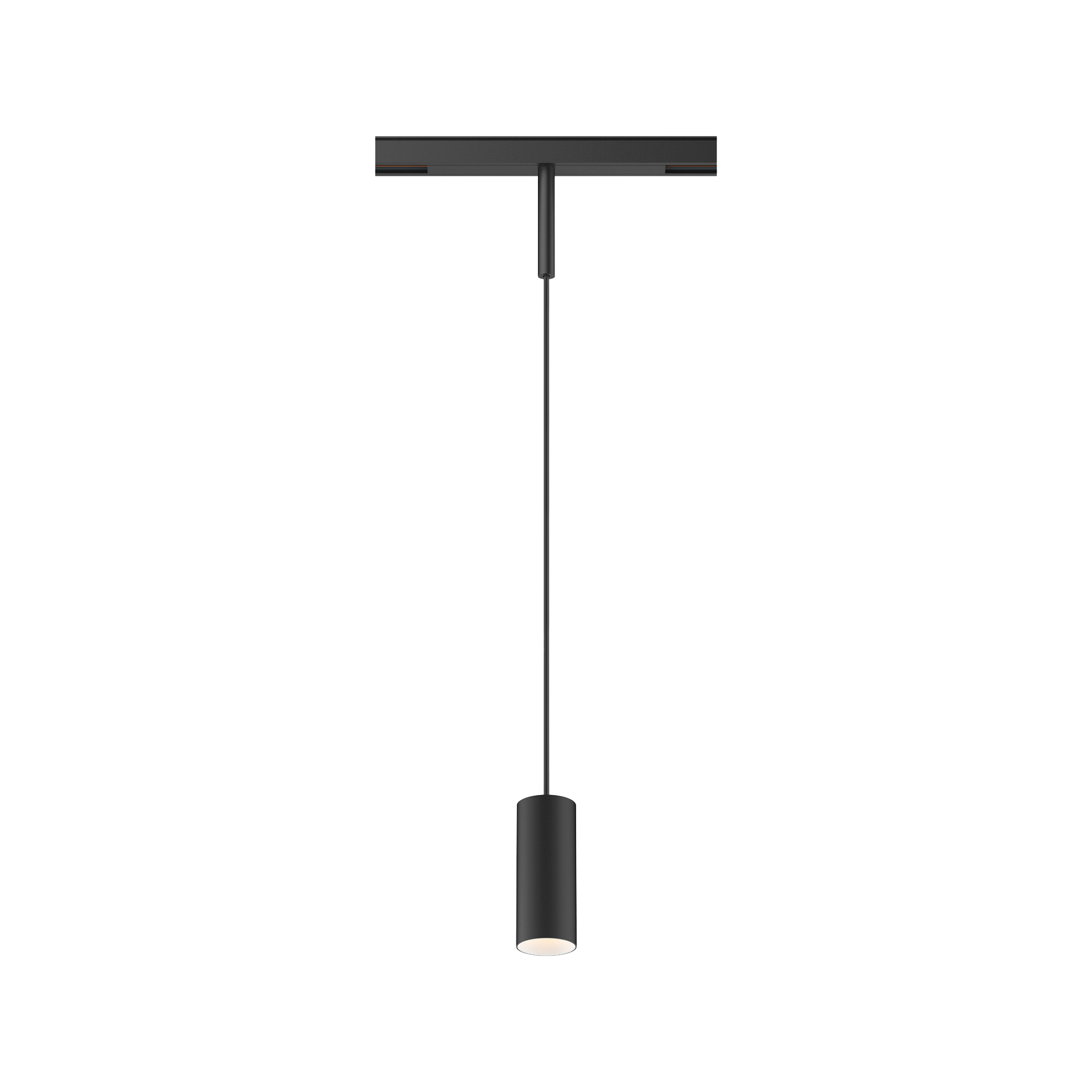 Black version of the Dea Vesta-Q XS with white reflector, a 48V pendant luminaire designed by Karizma Luce.
