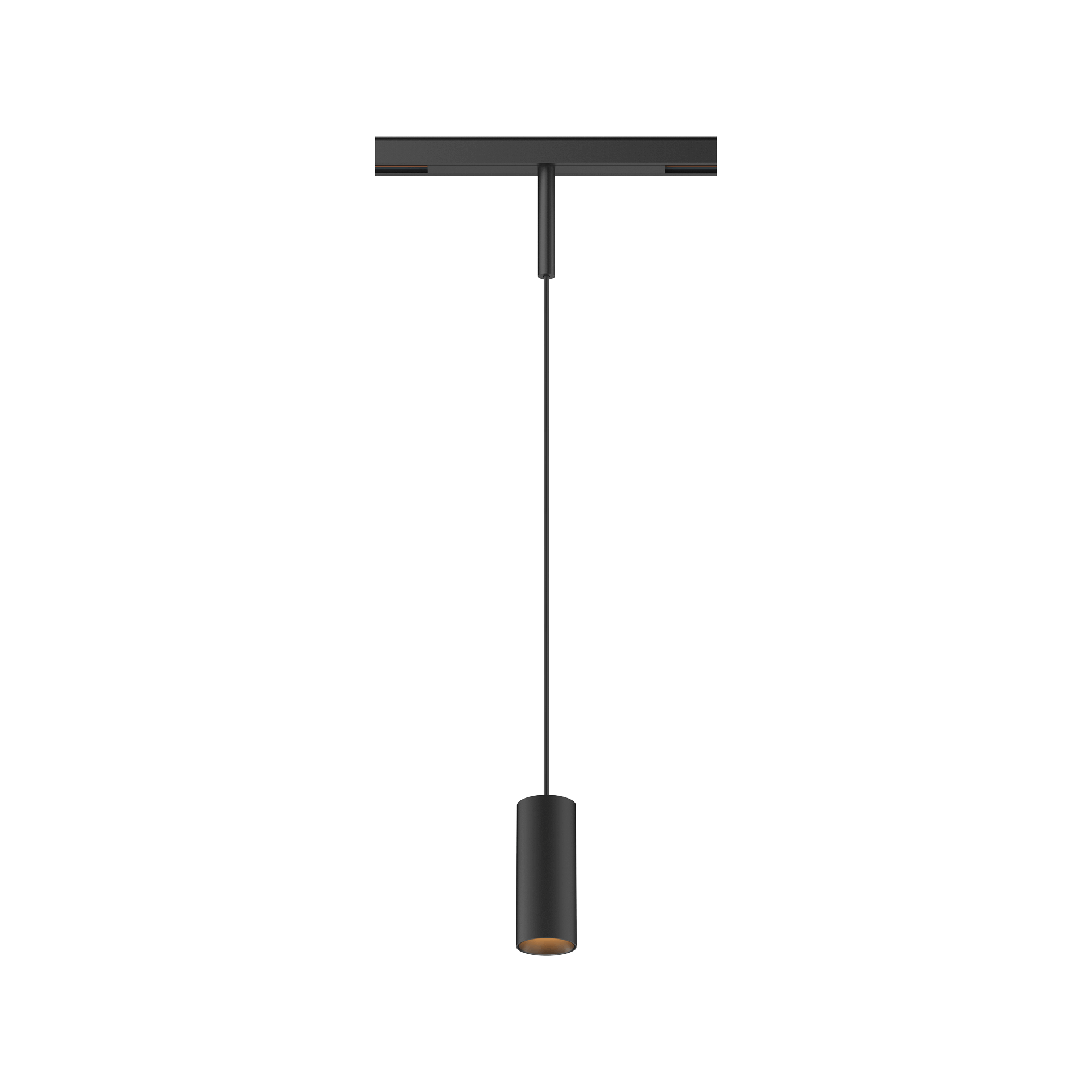 Black version of the Dea Vesta-Q XS with black matt reflector, a 48V pendant luminaire designed by Karizma Luce.