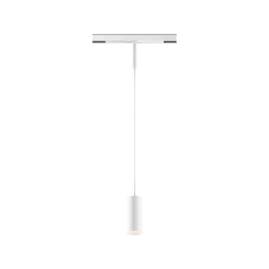 White version of the Dea Vesta-Q XS with white reflector, a 48V pendant luminaire designed by Karizma Luce.