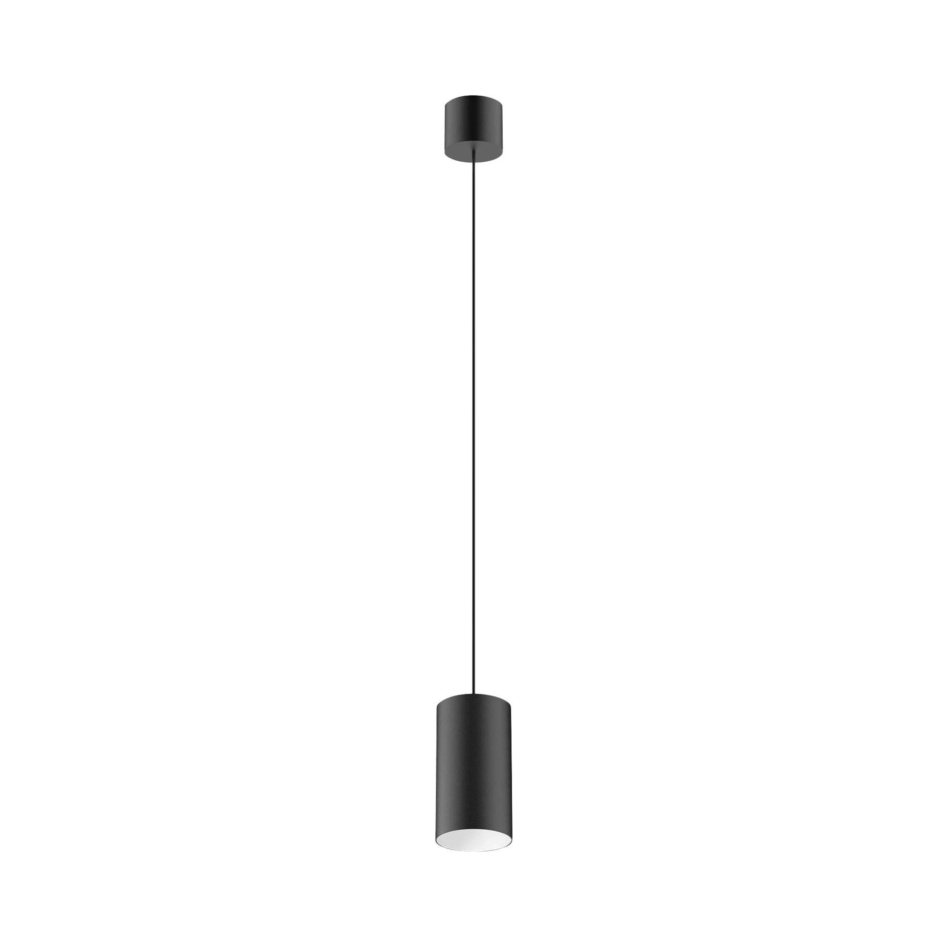 Black version of the Dea Vesta S PE with white reflector, a pendant luminaire designed by Karizma Luce.