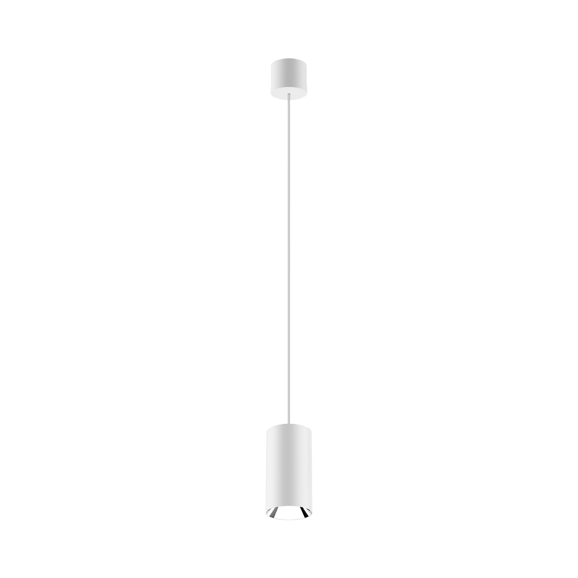 White version of the Dea Vesta S PE with silver reflector, a pendant luminaire designed by Karizma Luce.