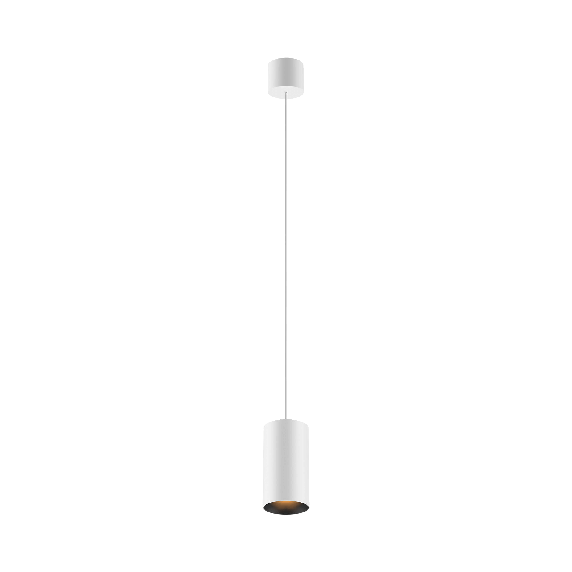 White version of the Dea Vesta S PE with black matt reflector, a pendant luminaire designed by Karizma Luce.