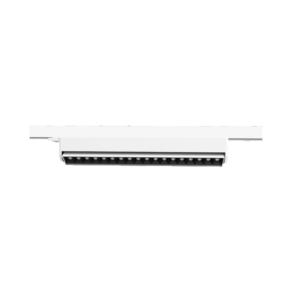 White version of the Diciotto Track, a 220V track luminaire designed by Karizma Luce.