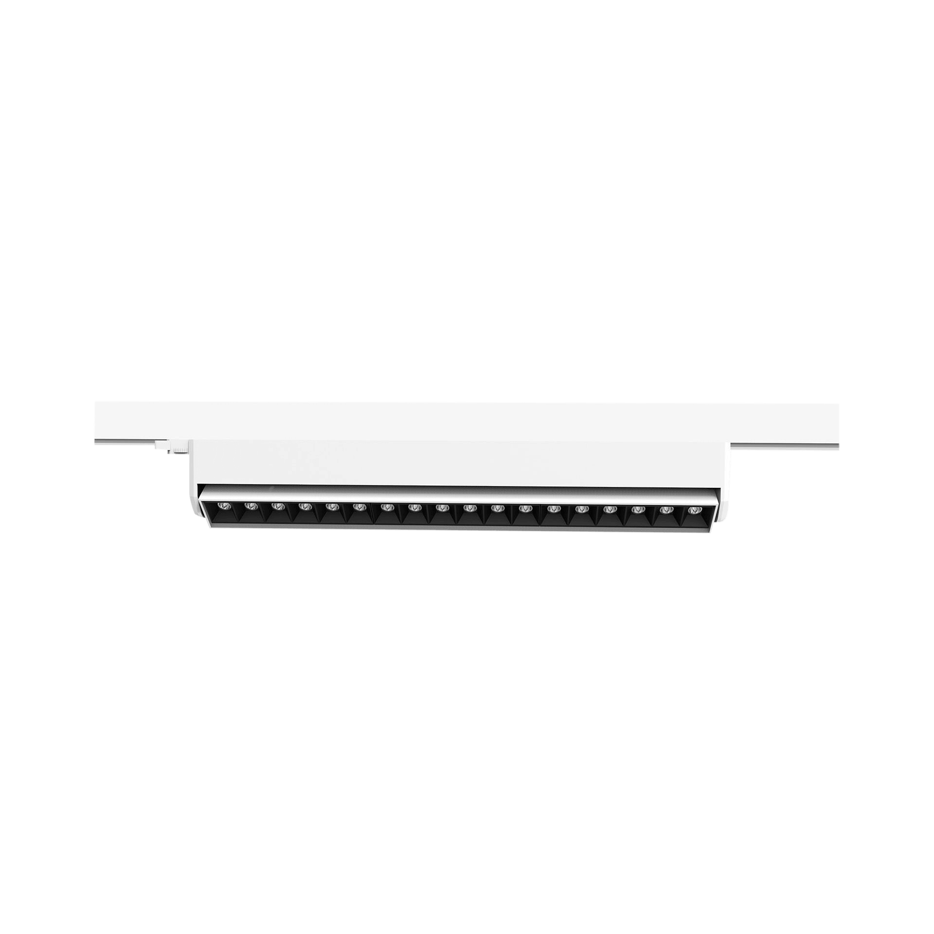 White version of the Diciotto Track, a 220V track luminaire designed by Karizma Luce.