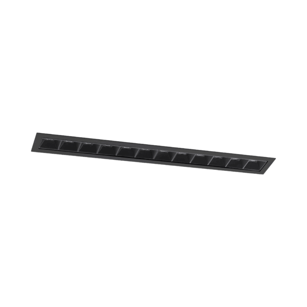 Black version of the Dodici, a fixed recessed luminaire designed by Karizma Luce.