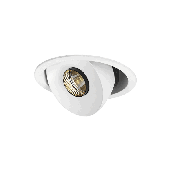 White version of the Dolcemente, an adjustable led downlight designed by Karizma Luce.