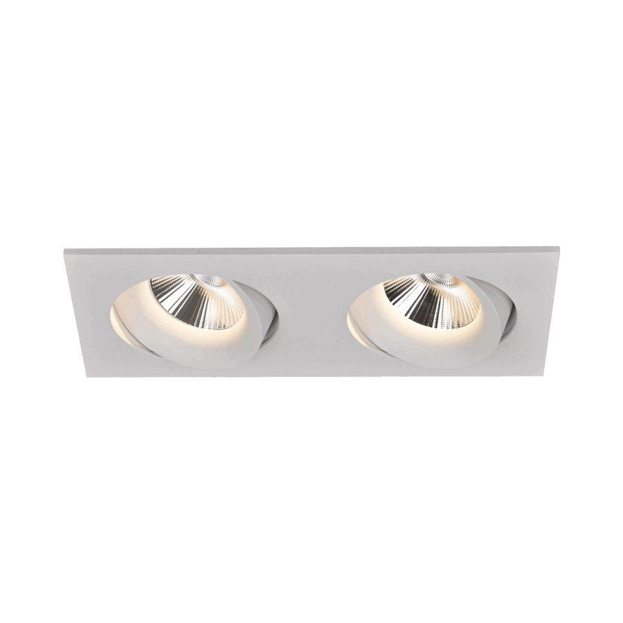 White version of the Doppio, an adjustable led downlight designed by Karizma Luce.
