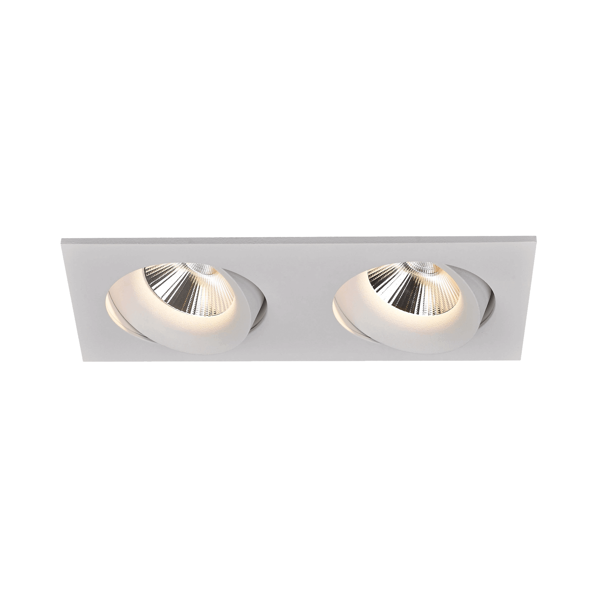 White version of the Doppio, an adjustable led downlight designed by Karizma Luce.