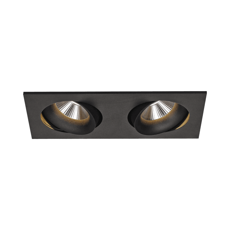Black version of the Doppio, an adjustable led downlight designed by Karizma Luce.