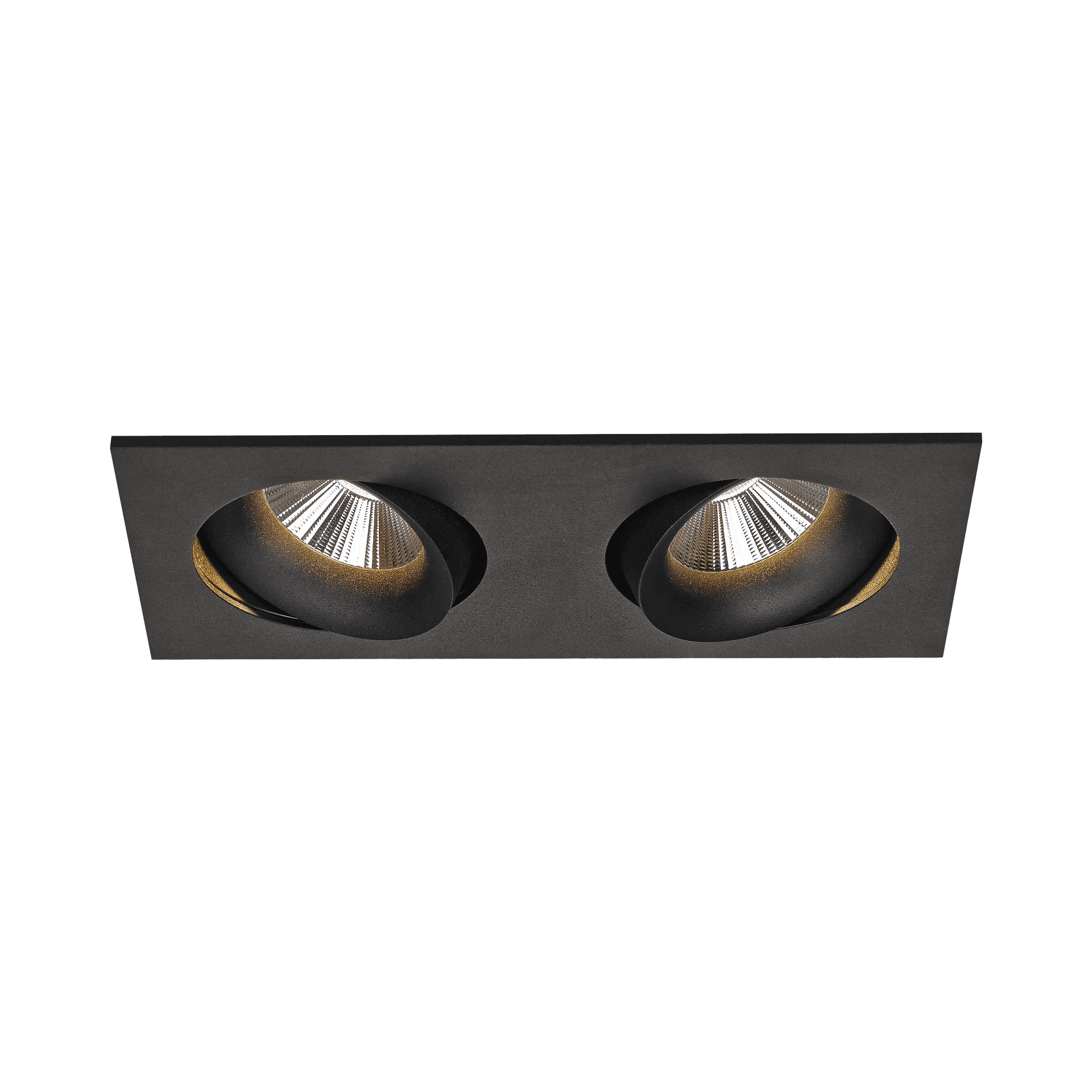 Black version of the Doppio, an adjustable led downlight designed by Karizma Luce.