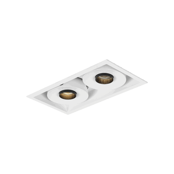 White version of the Gemello, a double adjustable led downlight designed by Karizma Luce.