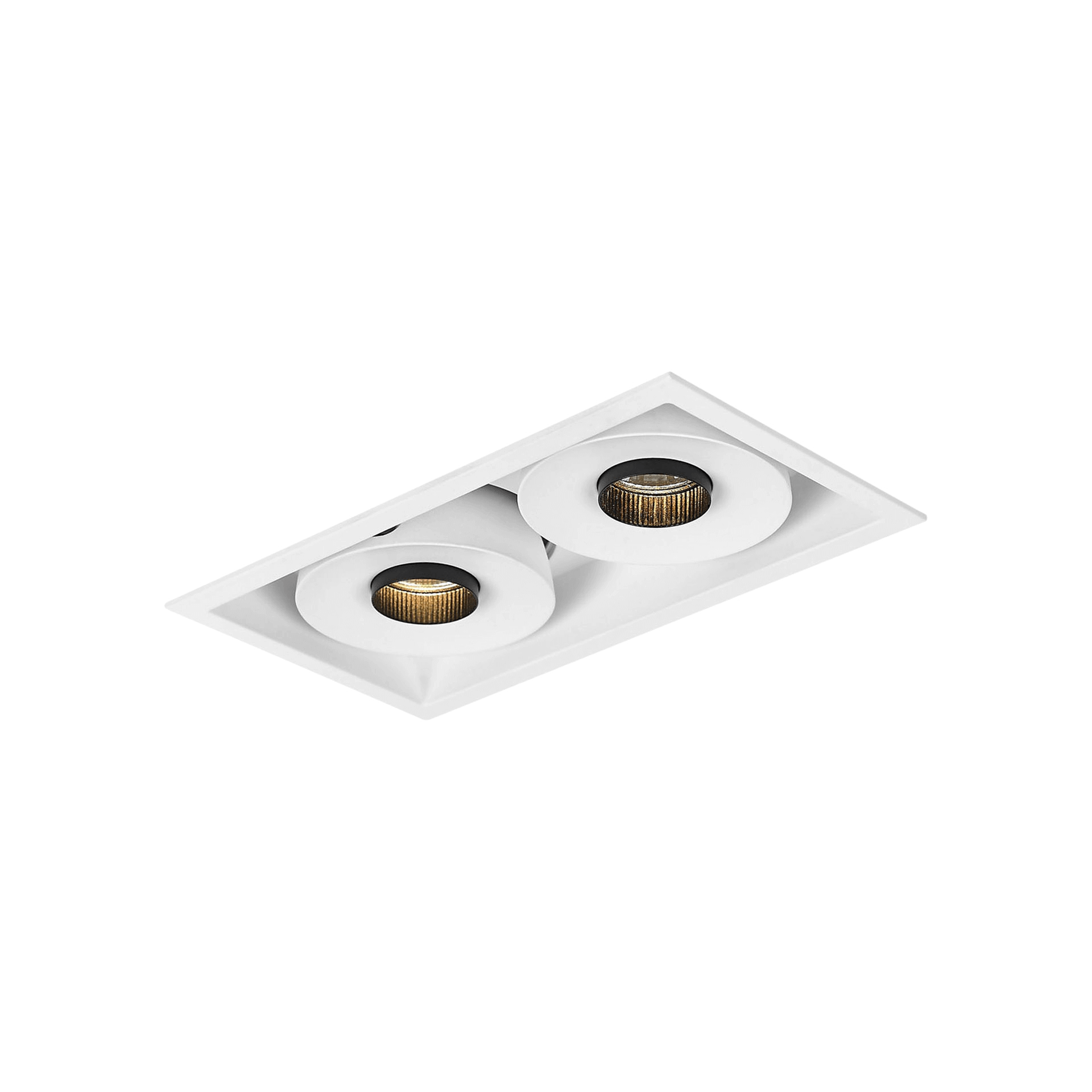 White version of the Gemello, a double adjustable led downlight designed by Karizma Luce.