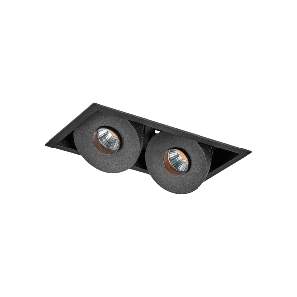 Black version of the Gemello, a double adjustable led downlight designed by Karizma Luce.
