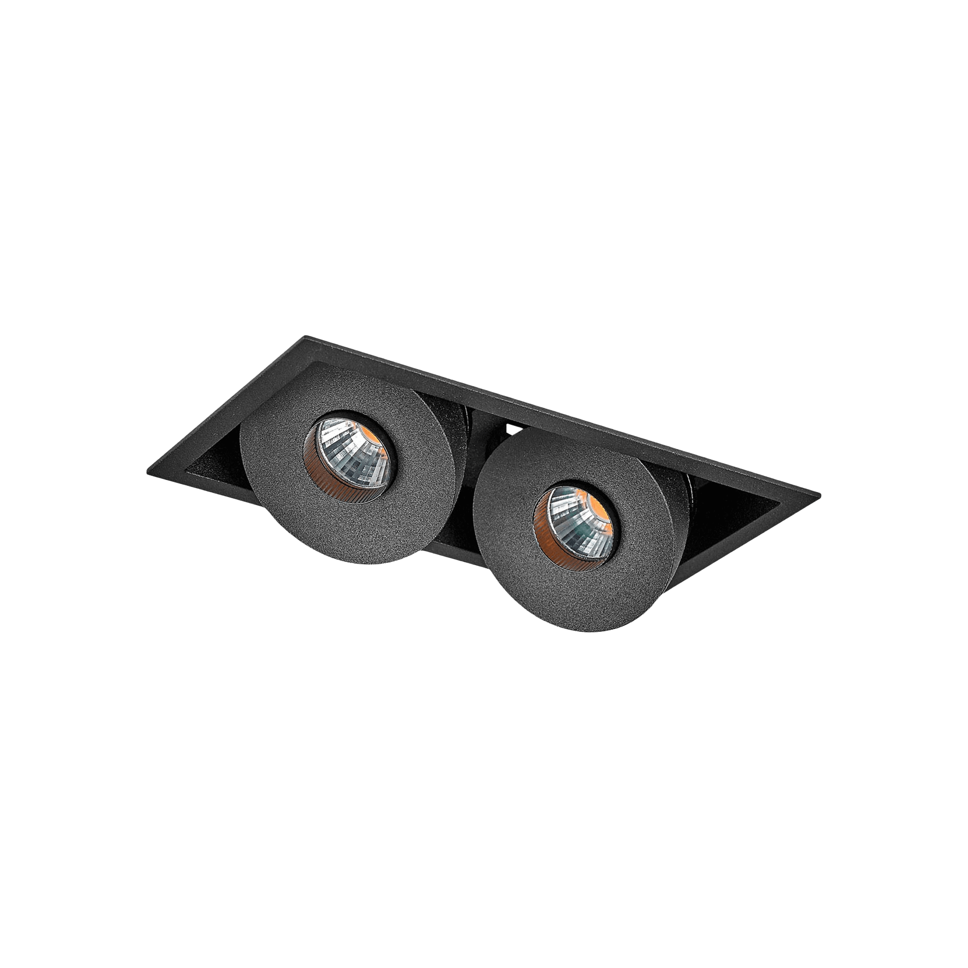 Black version of the Gemello, a double adjustable led downlight designed by Karizma Luce.