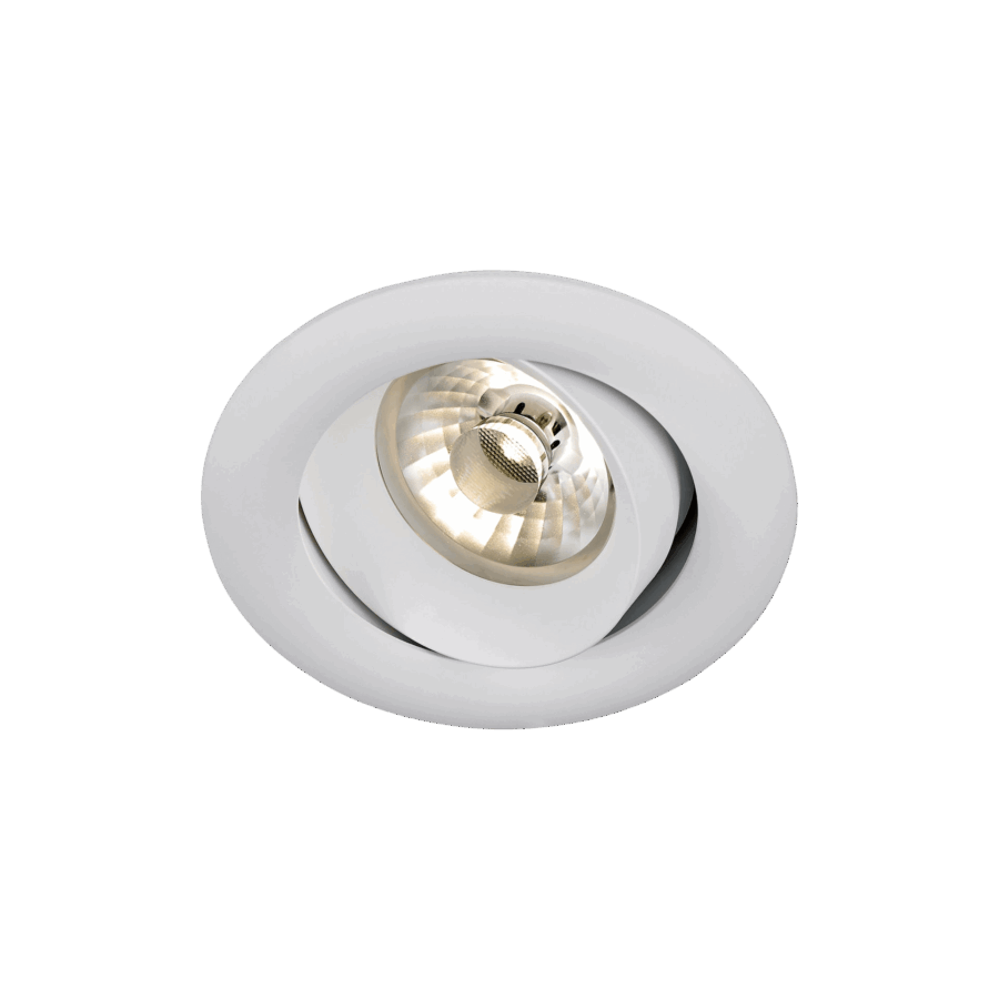 White version of the Minimo Lente, an adjustable led downlight designed by Karizma Luce.