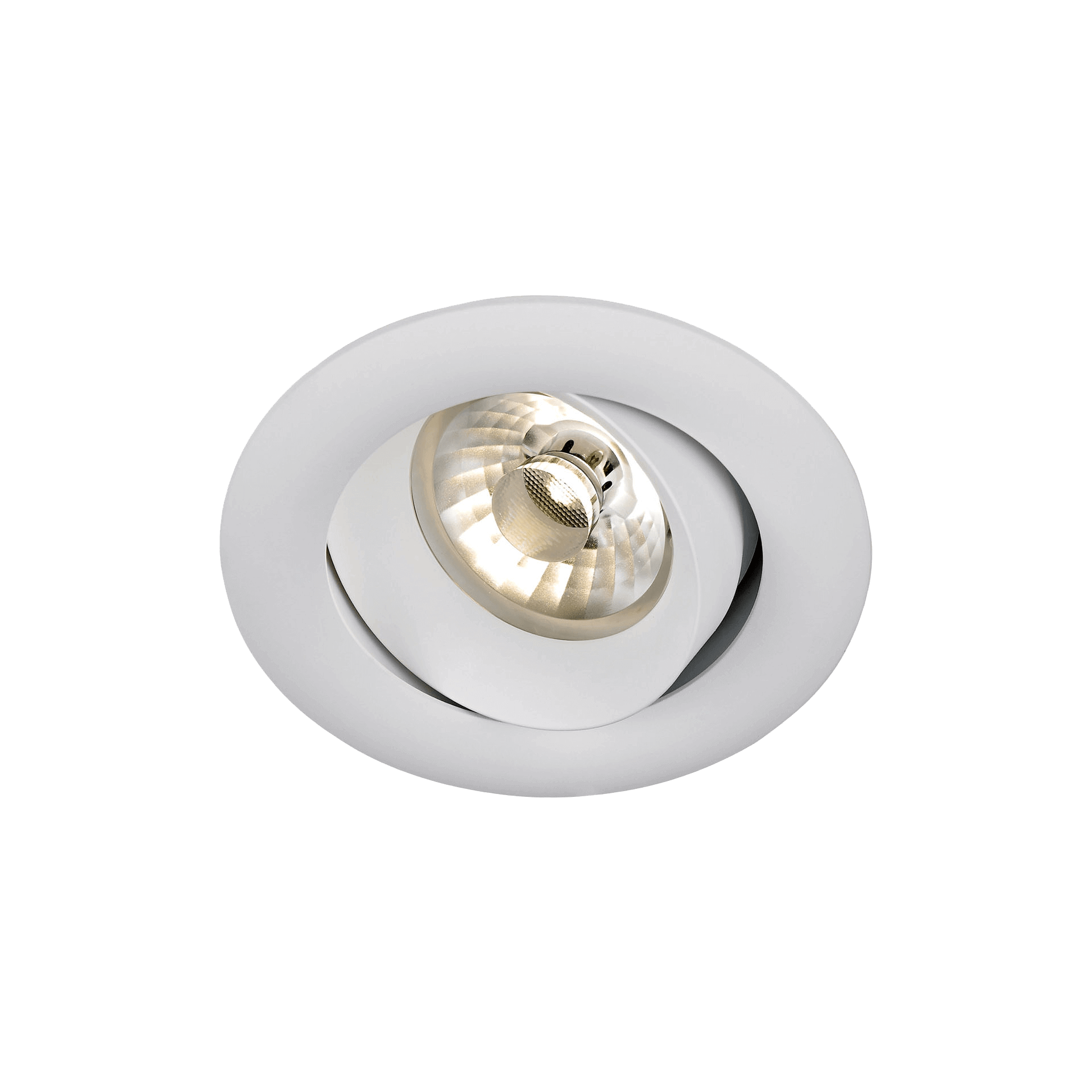 White version of the Minimo Lente, an adjustable led downlight designed by Karizma Luce.