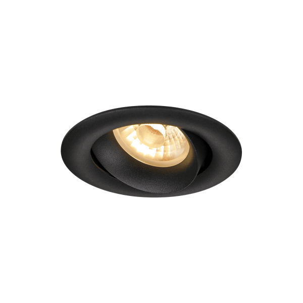 Black version of the Minimo Lente, an adjustable led downlight designed by Karizma Luce.
