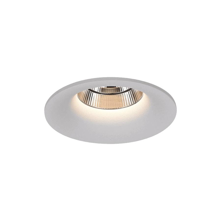 White version of the Piccolo, a fixed recessed luminaire designed by Karizma Luce.