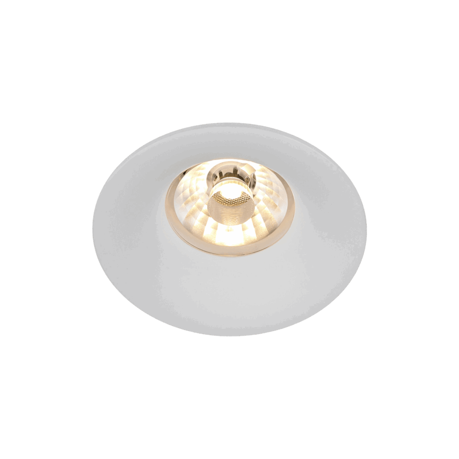 White version of the Piccolo Lente, a fixed recessed luminaire designed by Karizma Luce.