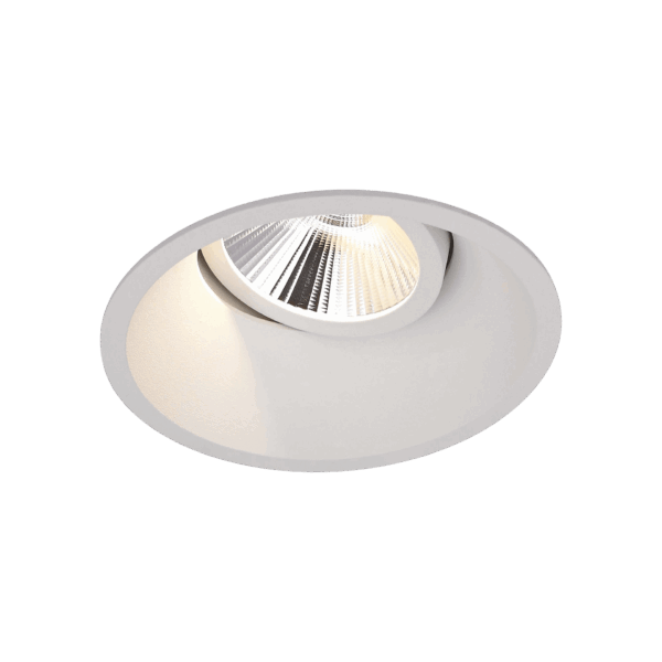 White version of the Populare, an adjustable led downlight designed by Karizma Luce.