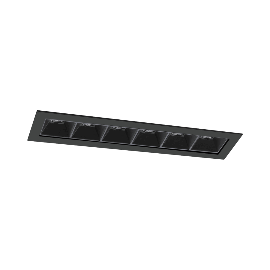 Black version of the Sei, a fixed recessed luminaire designed by Karizma Luce.