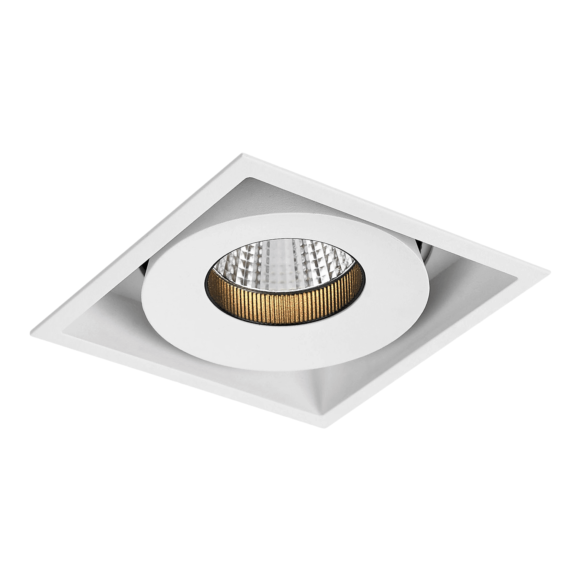 White version of the Solo Grande, a square adjustable led downlight designed by Karizma Luce.
